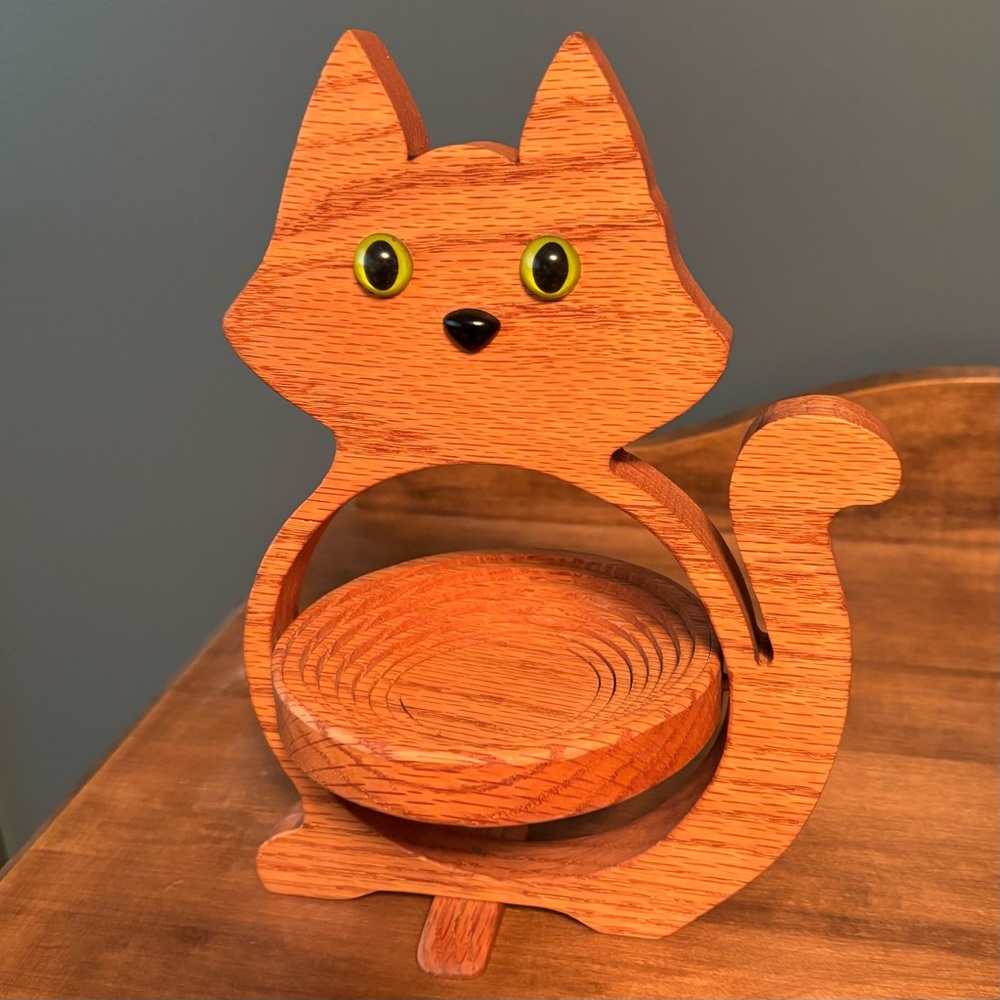 Foldable Wooden Cat Bowl - Wood Cat Decor - Handmade Cat - Cat Lover